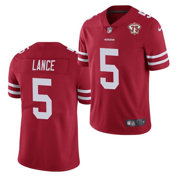 Nike 49ers 5 Trey Lance Red 75th Anniversary Vapor Untouchable Limited Jersey Dzhi,We sell and wholesale Nike 49ers 5 Trey Lance Red 75th Anniversary Vapor Untouchable Limited Jersey Dzhi on line form chian!